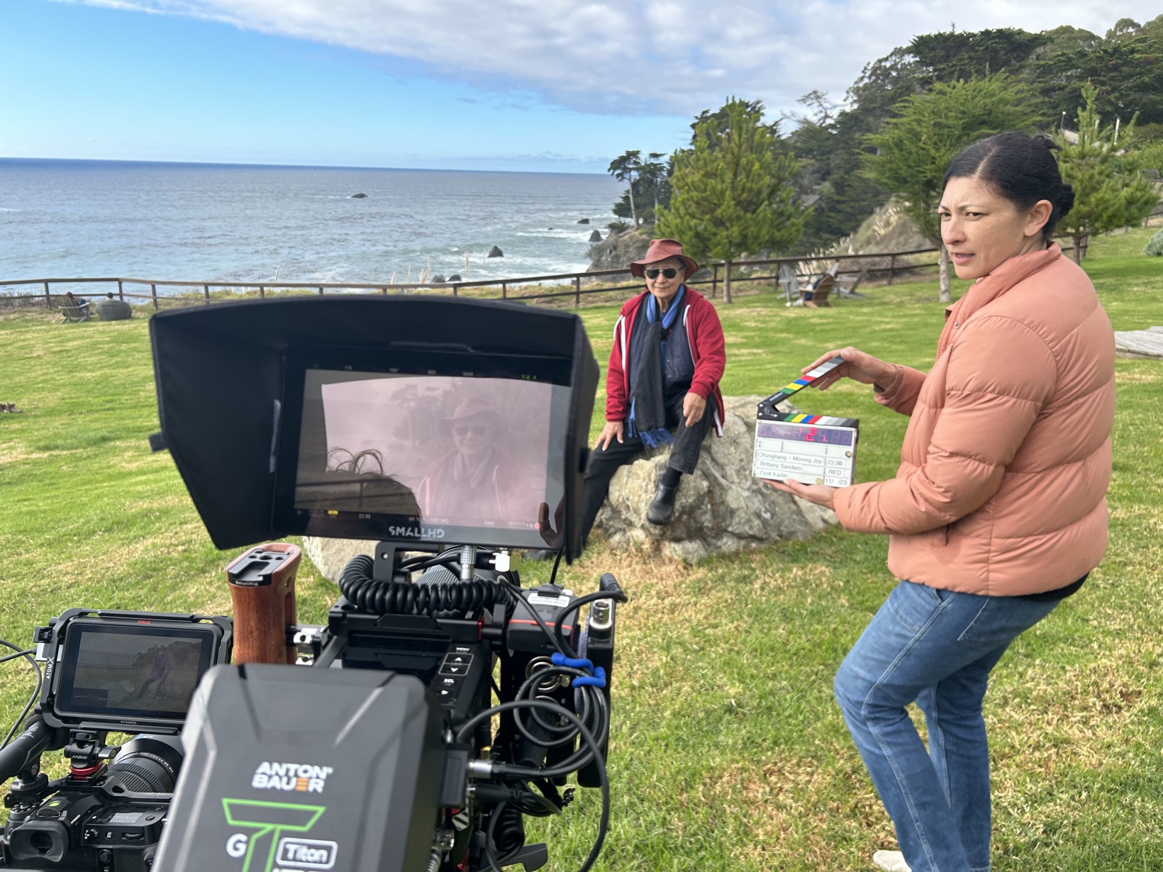 Brittany Lee Sanders on set